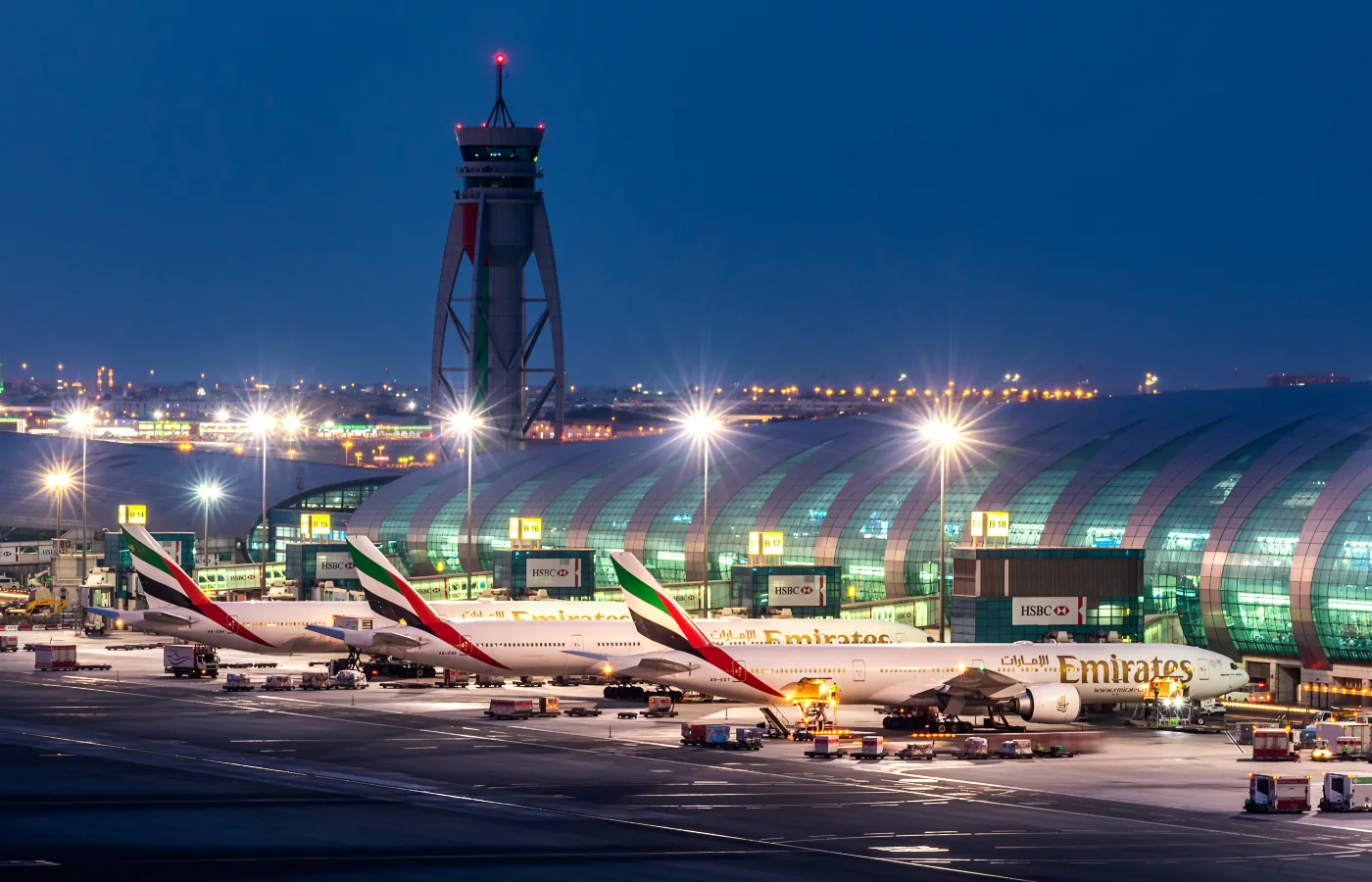 Emirates airplanes on DXB airport